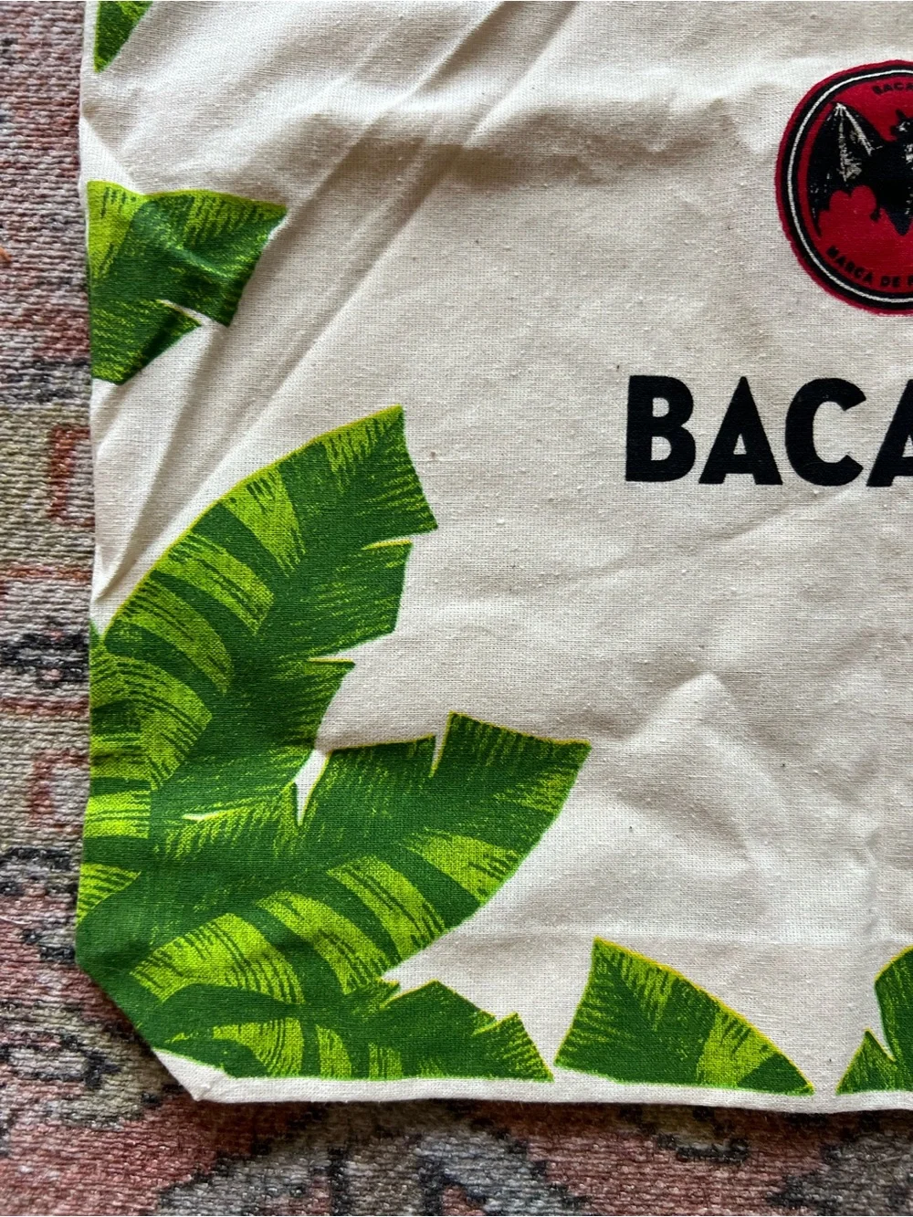 Bacardí Cotton Canvas Tote with Green Palm Print